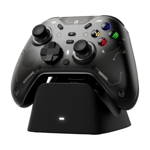 Image of ECHTPower Wireless Game Controller for PC /Switch /Android /iOS, PC Gaming Controller with TMR Hall Joysticks /Dual Trigger, 4-Motor Vibration, ABXY Swap, Turbo /Back Buttons /1200mAh