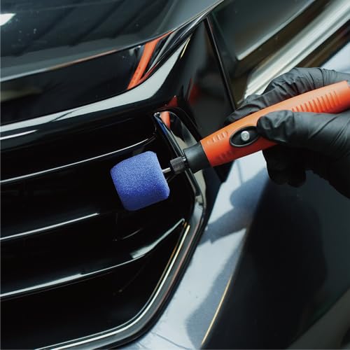 Image of SPTA Blue Medium Cut Mini Cylinder Polishing Pad Sets with 1 /8 inch Shank,5Pcs Orange Flexible Shaft Cylinder Detailing Polishing Pad Set for Small Area for Flexible Shaft & Drill Attachment-PT193-5