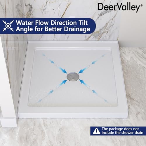 Image of DeerValley 35 inchL X 35 inchW Center Drain Shower Base in White