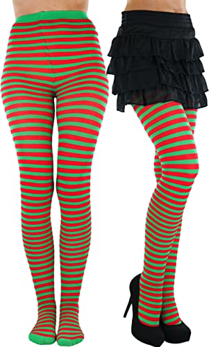 Image of ToBeInStyle Women's Thin Horizontal Stripe Opaque Tights Pantyhose - Regular or Plus