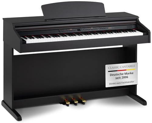 Classic Cantabile DP-50 Piano digital 88 teclas con mecanica martillo - Teclado electronico USB/MIDI local, 32 polifonía, 14 voces y funcion Twin-Piano - Organo musical para ninos - Madera de rosa