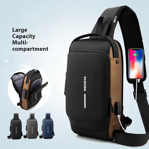 New Carbon Fiber Streamline Anti-Theft Sling Bag,USB charging port Sport Waterproof Shoulder Bag, for Daily Trips, Commutes (Blue)3