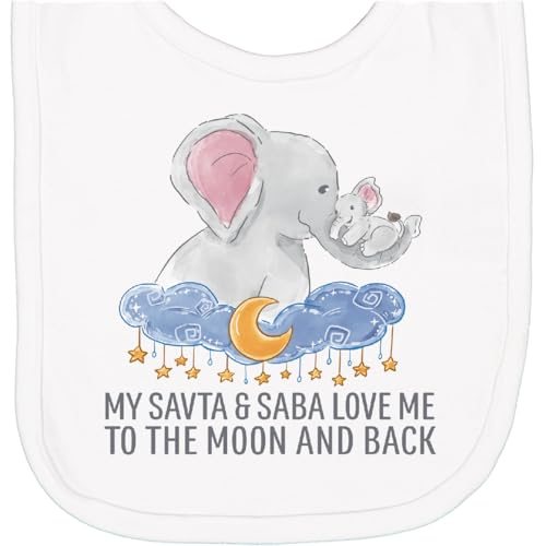 inktastic My Savta & Saba Love Me To the Moon and Back Newborn Bib