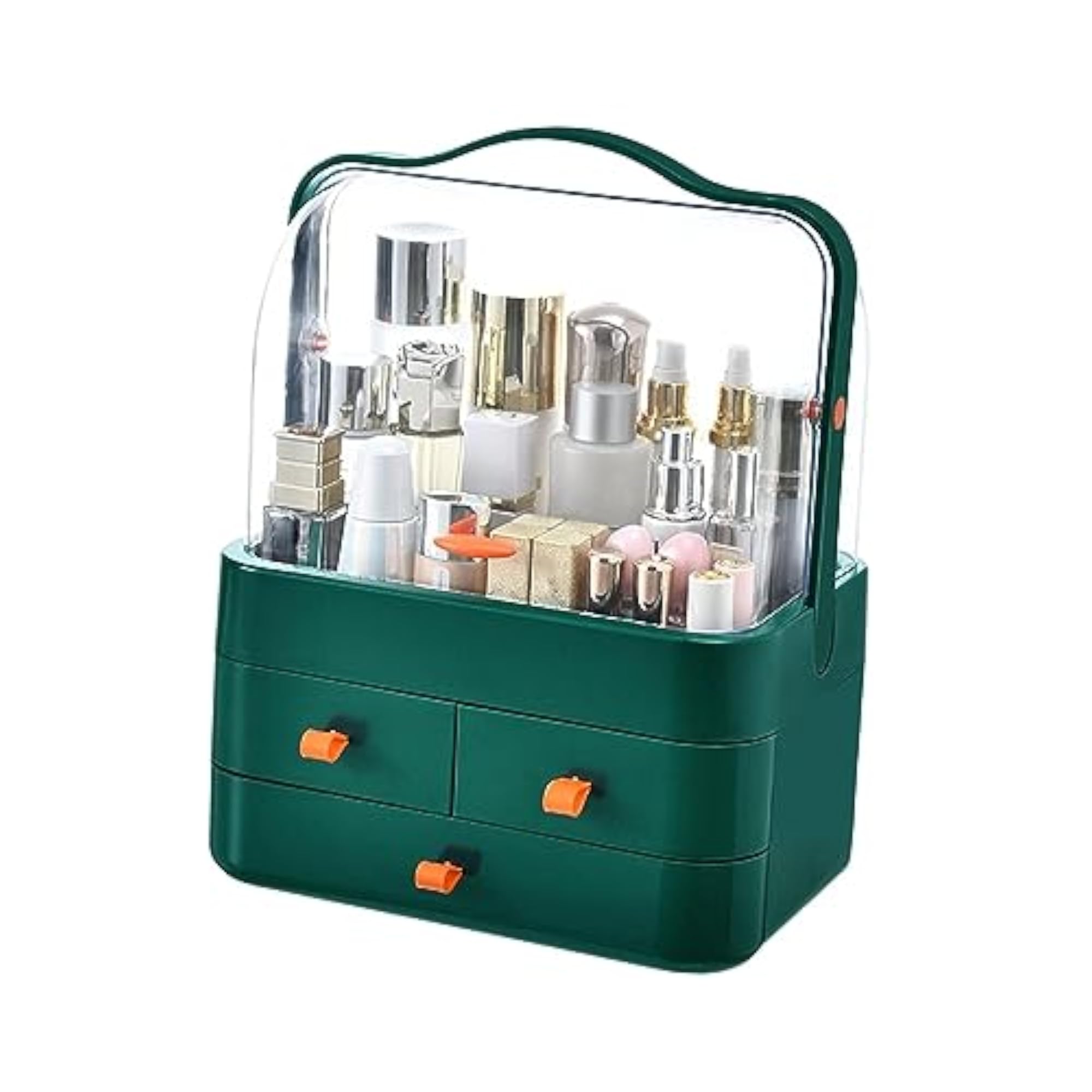 Dustproof Cosmetic Storage Unit for Home Vanity, Green