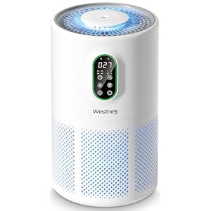 Air Purifiers for Home Large Room up to 1650 ft², WESTHEY H13 True HEPA Air Purifier for Bedroom with Night Light, Air Quality Monitor, Fragrance Sponge, Air Cleaner for Wildfire Smoke Dust Dander