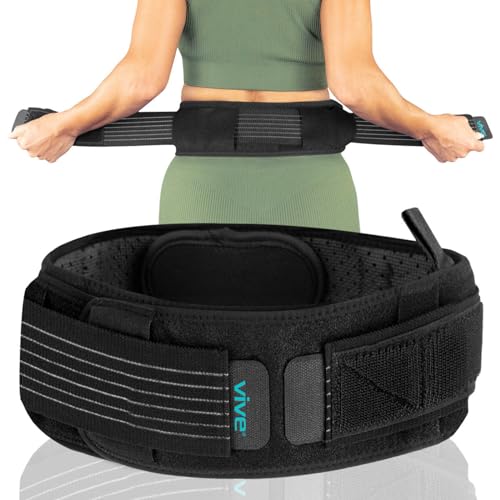 Vive Sacroiliac SI Joint Hip Belt for Women & Men - Lower Back Support for Sciatica, Sacral Nerve, Pelvic Floor, Scoliosis, Anterior Pelvis Tilt Pain Relief - Adjustable Compression Brace (45