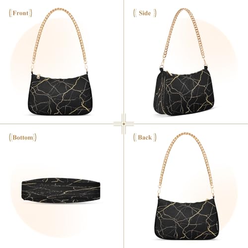 Bolso de hombro minimalista negro Chic con cadena miniatura 6