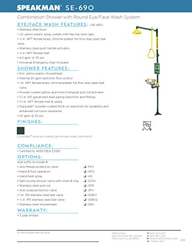 Speakman Se-690 Combination Shower With Round Eye/Face Wash Station, Durajade Powder-Coat #TOP2