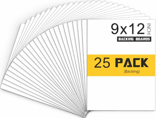 25 Pack 9x12 White Acid-Free Backing Boards Uncut Mat Boards for Frames Photos Prints & Artwork