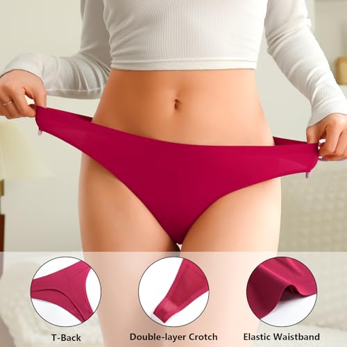 OLIKEME Seamless Thongs for Women Sexy T-Back Underwear Soft Breathable No Show Thongs Stretch Thong Panties 10 Pack3