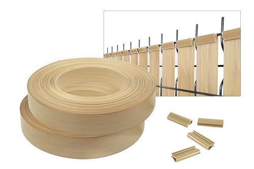 CASANOOV – Rouleau Brise-Vue PVC Souple Baldo L.200m x l.4,6cm – Beige RAL1001 – 400 Clips Inclus – Pose Horizontale ou Verticale – Compatible...