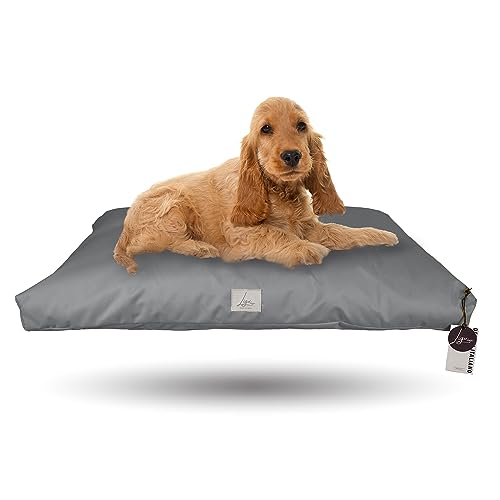 Ligo Tommy - Materasso per Cani Idrorepellente, Realizzato in Italia. Cuscino Sfoderabile Lavabile Cuccia per Cane uso Interno Esterno.Materassino cani. (M: 100 x 60 cm, GRIGIO)