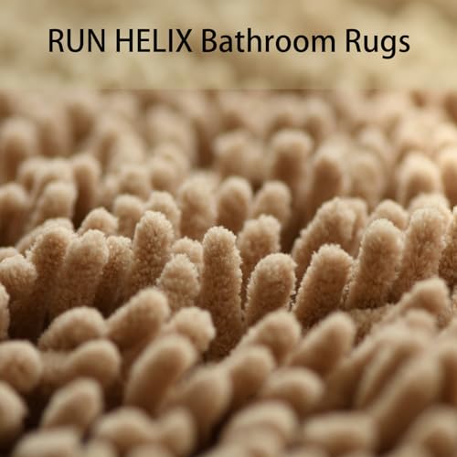 Image of RUN HELIX Beige Bathroom Rugs Ultra Soft Rugs and Mats Set 3 Pieces Bath Rug Set Thick Chenille Bath Rugs Non Slip Bath Mats for Bedroom