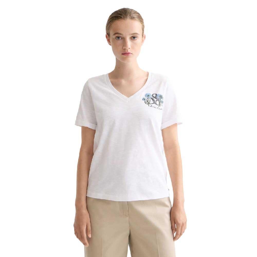Scotch & Soda Damen Slub Chest Artwork T-Shirt T-Shirt