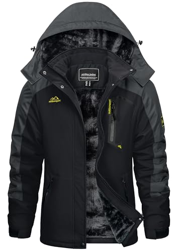 KEFITEVD Damen Winterjacke Warm Herbst Jacke mit Kapuze Langarm Windjacke mit Reißverschluss Thermo Fleece Skijacke Damenjacke Schwarz-Dunkelgrau XXL KEFITEVD Damen Winterjacke Warm Herbst Jacke mit Kapuze Langarm Windjacke mit Reißverschluss Thermo Fleece Skijacke Damenjacke Schwarz-Dunkelgrau XXL