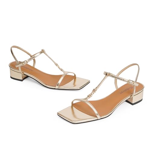 Modatope T-Strap Heels for Women, with Square Open Toe and Chunky Low Heel Design2