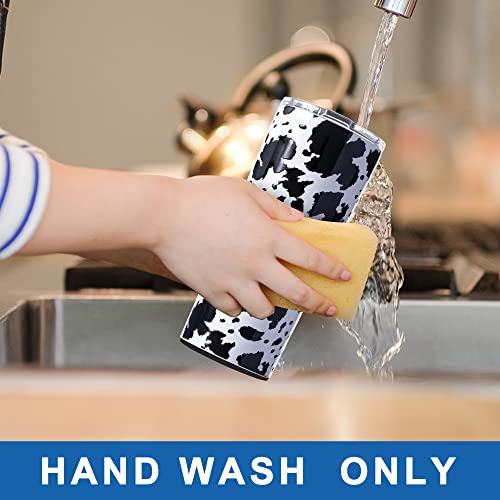 20 Oz Cow Print Tumbler Double Wall Stainless Steel Vacuum Insulation Travel Mug Crystal Clear Lid Water Coffee Cup - Works Great For Ice Drink, Hot Beverage (Cow Print) #TOP4