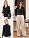 GRACE KARIN Womens Dressy Business Casual Blouse Long Sleeve Tops Satin Silk Work Shirt Fall Outfits 2025 Black XL