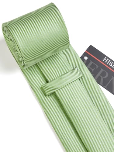 Image of HISDERN Mens Striped Ties Classic Silk Woven Tie and Pocket Square Set Formal Business Necktie Handkerchief for Wedding