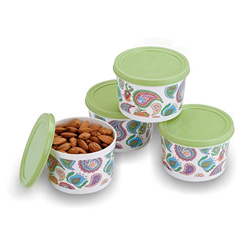Oliveware Recipientes apilables | Gama de hilo dental de caramelo | Juego de 4 | Para aperitivos, frutas secas, galletas, dulces | Sin BPA | Verde