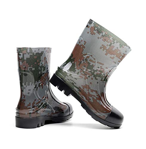 Image of Man Knee High Rubber Rainboots Camo Waterproof Rubber Boots for Garden Man Rain Footwear Size