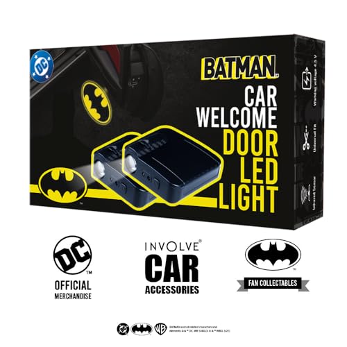 Image of Involve DC Batman 1989 Logo Projector LED Car Door Light -Set of 2 Pcs - Wireless Welcome Light with Shadow Ghost Logo | OFFICIAL Licensed DC MERCHANDISE from Warner Bros| Car accessories 2025