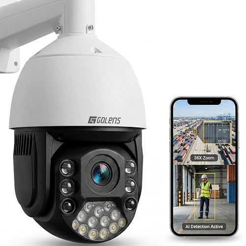 Image of Golens V62S 5MP PTZ Security Camera Outdoor, 36X Optical Zoom, 360 Auto Tracking, AI Human & Vehicle Detection, 350m Long Range Night Vision, Two-Way Audio, H.265, Waterproof CCTV Camera