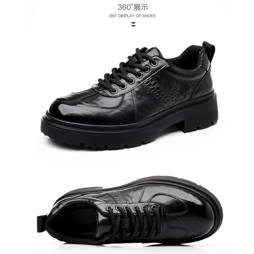 Men's Leather lace-up Thick-Soled Oxford Shoes Comfort Handmade Round Toe Non-Slip Soft Bottom Dress Derby Shoes for Driving Business Office3