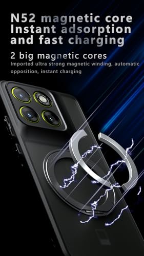 Image of Compatible with Motorola Moto G87 Case Cover,Compatible with Motorola Moto G77 5G / G67 5G XT2621-2 Built-in 360Rotating Magnetic Mount Matte Translucent Phone Protective Case Black
