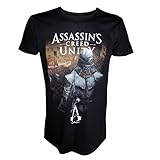 Assassin's Cred: Unity - camiseta de Arno Dorian - con el escudo y el logotipo, algodón, negra - S
