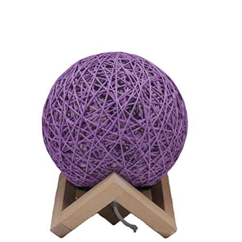anso Lampe de chevet LED en rotin avec base pour la maison, la chambre à coucher, multicolore (violet)