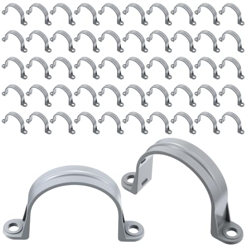 Image of Demissle PVC Conduit Clamp 2 Hole Straps Heavy Duty Grey Plastic Conduit Strap U Clip Mounting Bracket for Cables(50 Pcs,2 Inch)