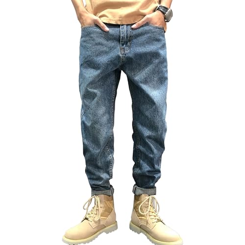 Men's Vintage Casual Washed Jeans Loose Fit Biker Regular
