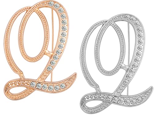 Image of 2 pieces letter brooch pins for women fashion 26 letters Gold-plated silver-plated Color for men Women's alphabet initial brooches pin for clothing Christmas stockings bulk