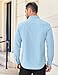 COOFANDY Men's Casual Button Down Shirt Untucked Shirts Long Sleeve Dress Shirt Light Blue