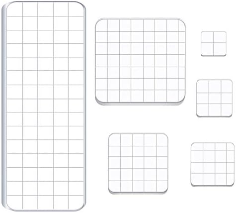 Luckkyme 6 Pieces Acrylic Stamp Block Clear Stamping Tools Set with Grid Lines for Scrapbooking Crafts Card Making, 6 Sizes