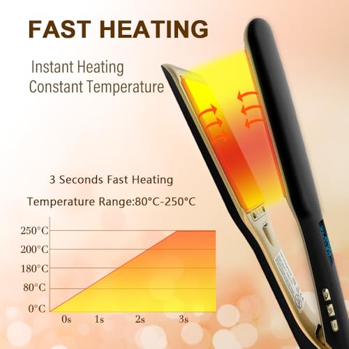 Professional-Salon-model-hair-straightener-Infrared-technology-Nano-Titanium-flat-iron-for-shiny-and-ultra-smooth-hair-Adjustable-heat-settings-range-from-170-to-450Suitable-for-all-types-of-hair