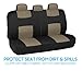 BDK PolyPro Seat Covers Full Set in Beige on Black – Front and Rear Split Bench Seat Covers for Cars, Easy to Install , Car Accessories for Auto Trucks Van SUV