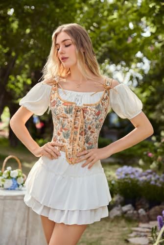 Image of Scarlet Darkness Corset Tops for Women Floral Renaissance Bustier Bodice