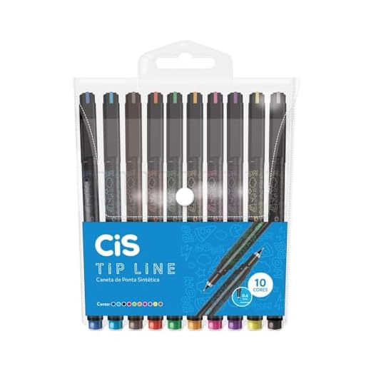 Caneta hidrográfica Tip Line 0.4mm com 10 cores Cis