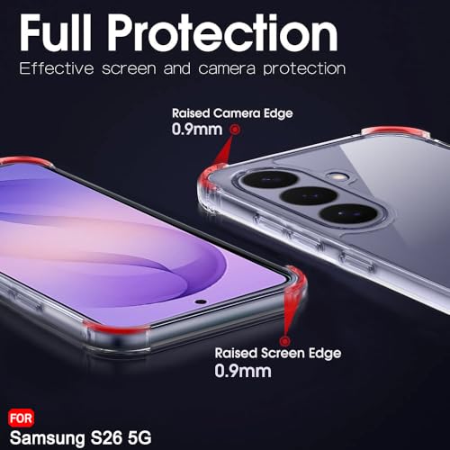 Image of TheGiftKart for Samsung S26 Case, Shockproof Clear Back Cover, Raised Bumps for Camera & Screen Protection, 360 Degree Protection Galaxy S26 Back Cover (PC & TPU, Transparent)