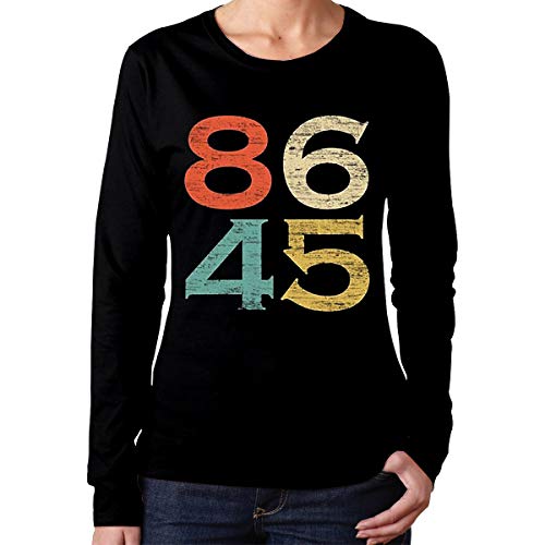 Women's Vintage 86 45 Anti Trump Long Sleeve Cotton T-Shirt Black