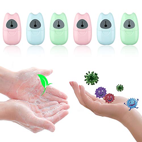 LOTSOF Portable hand Washing Soap Paper Sheets Natural Scent Soft Foaming Soap Sheets Washing Hand Bath Toiletry Soap for Outdoor Keep Hand Clean and Safe (6 Boxes(300 sheets))