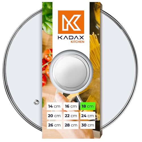 KADAX Couvercle en verre 18 cm pour casseroles et poêles, résistant à la chaleur, avec trou vapeur intégré, pour la cuisson au quotidien, limite les débordements et les éclaboussures