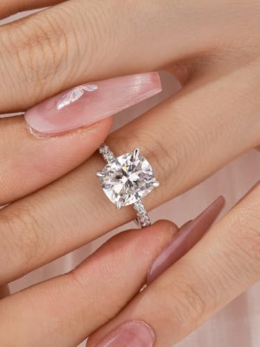 3.0 Carat Cushion Cut Moissanite Engagement Ring, D Color VVS1 Clarity, 925 Sterling Silver Simulated Diamond Ring for Women3