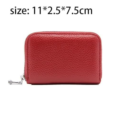 Women’s Cow Leather Card Holder - RFID Credit Card Wallet with 10 Slots, Zipper Closure & Change Pockets (Red, Blue, Purple)2