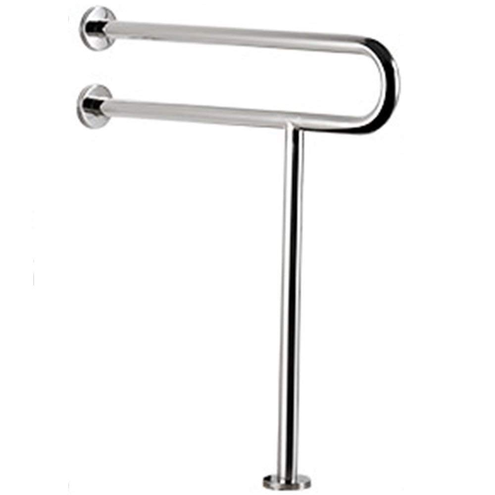 Barra di sicurezza per bagno, a U, da pavimento, pieghevole, in acciaio inox cromato, antiscivolo, montaggio a parete, ideale per anziani e disabili, supporta la sicurezza del WC