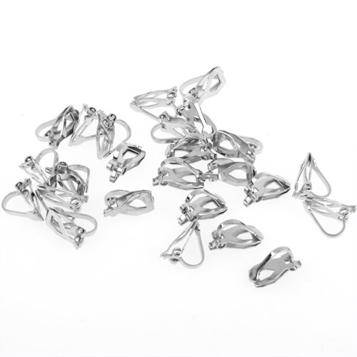Ecloud Shop 25 X Clip Pince Support Boucle Oreille Couleur Argent