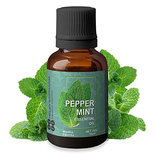 Image of Heilen Biopharm Food Grade Edible Peppermint Essential Oil - 15 mL Bottle Pack of 1, For Skin & Hair Care, Insect Repellent, Aromatheraphy (Mentha Piperita)