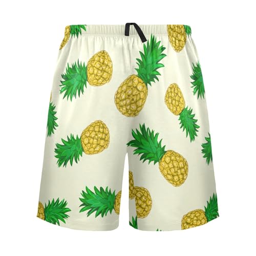 Fruit Beige Pajama Shorts for Men Lounge Pants Sleeping Shorts Men Pajama Shorts with Pockets, S-XXL